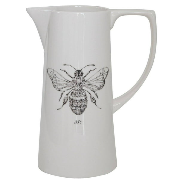 Home Deco Large White Embossed Bee Jug Gift